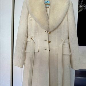 Guess by Marciano Cream Trench Coat with Plush Collar
